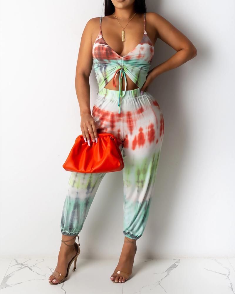 Tie-dye Suspender Jumpsuit