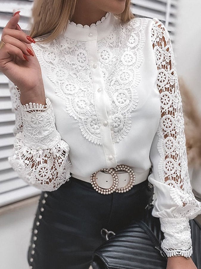 Fashion Lace Cutout Shirt