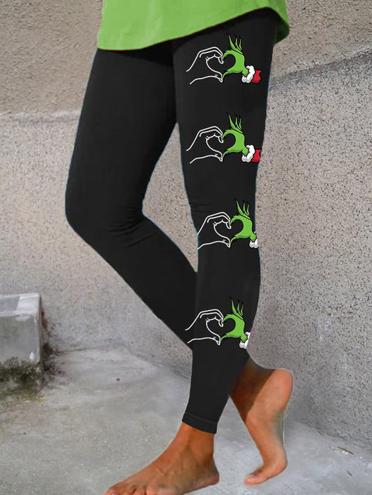 Women's Heart Christmas Print Casual Leggings