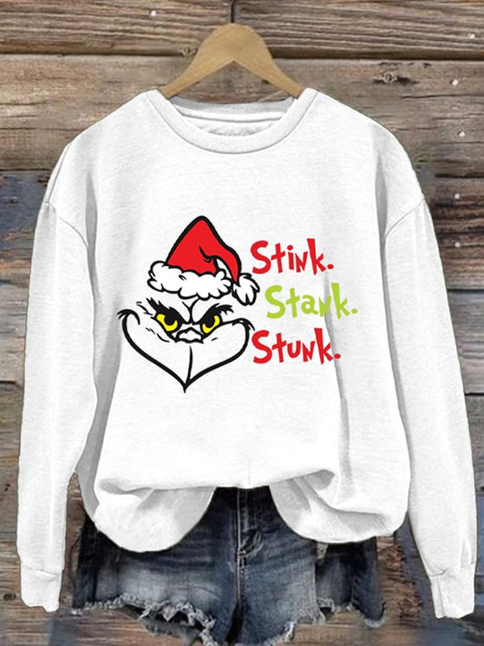 Women'S Casual Stink Stank Stunk Printed Long Sleeve Sweatshirt