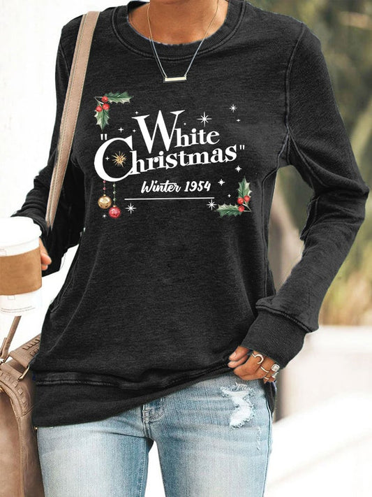 Women's White Christmas Print Casaul Sweatshirt