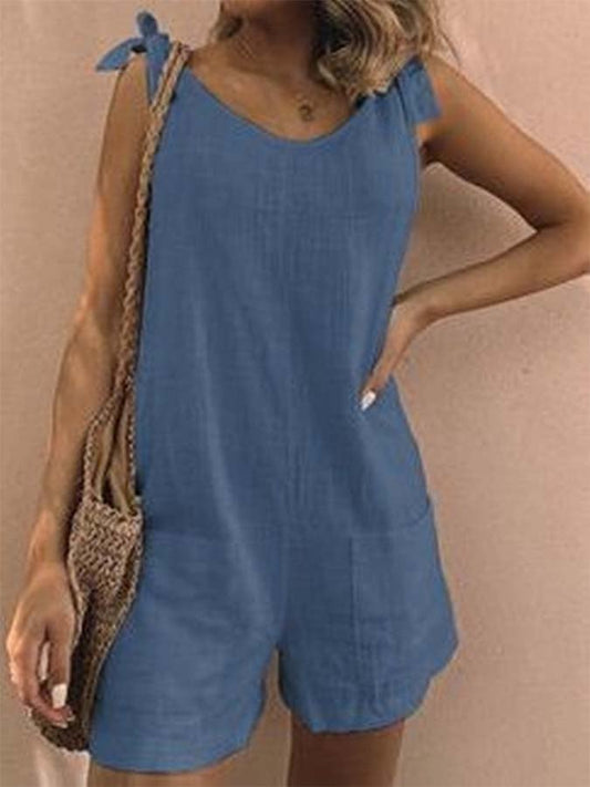 Women's Patch Pocket Cotton Linen Jumpsuit