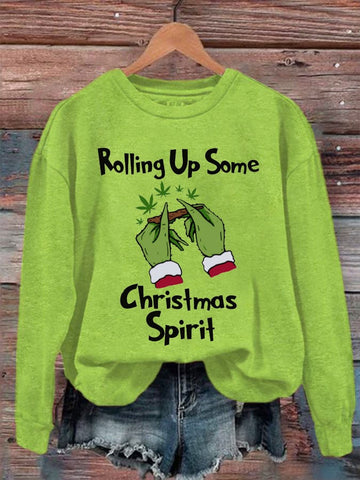 Women's Rolling Up Some Christmas Spirit Print Sweatshirt 