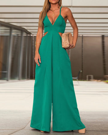 suspenders cutout jumpsuit