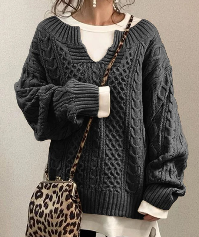 🔥Christmas Sale 🎁🎄-50% OFF-Knitted Hemp Pattern Casual Knitted Sweater