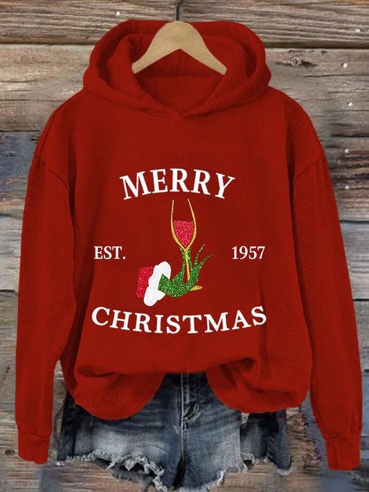 Women's Merry Grinchmas EST.1957 Drink Up Casual Hoodie