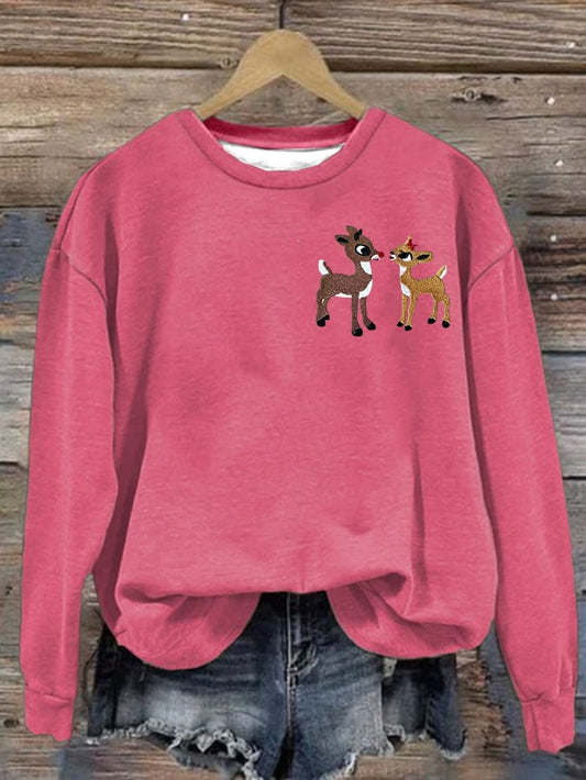 Women's Christmas Deer Print Casual Sweatshirt