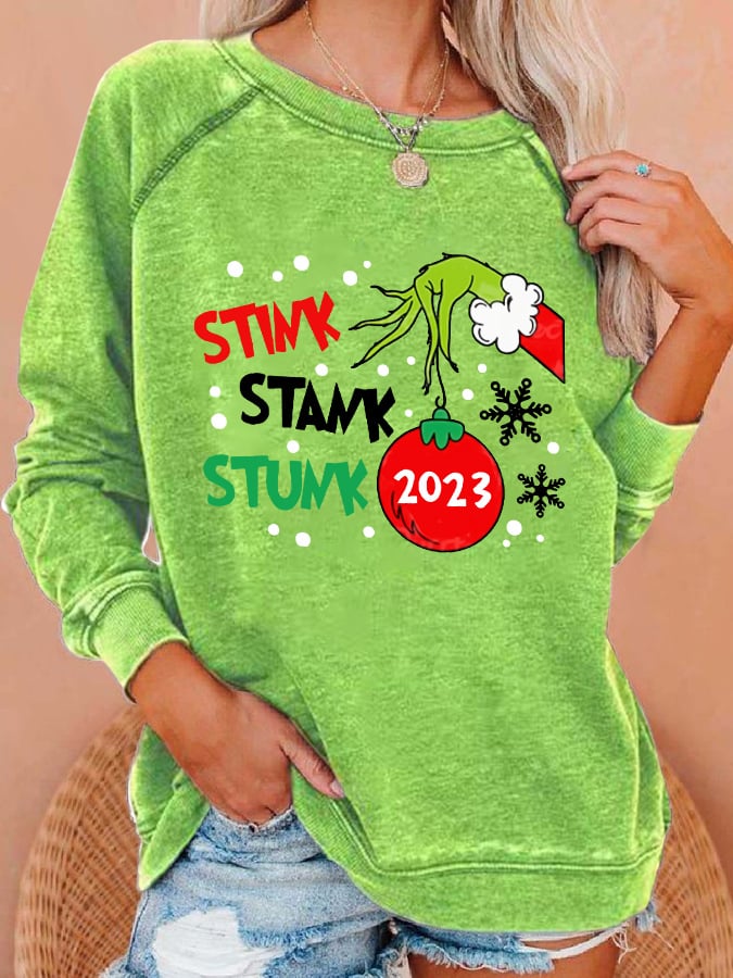 Women'S Casual Stink Stank Stunk Printed Long Sleeve Sweatshirt