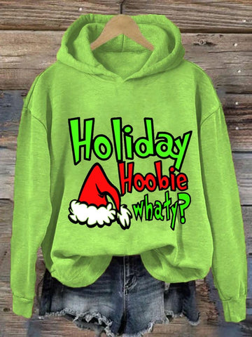 Women's Holiday Hoobie Whaty Print Casual Hoodie