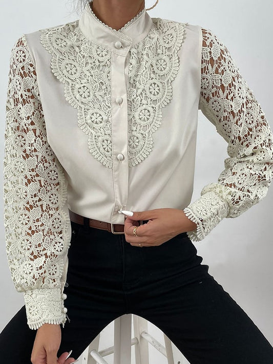 Fashion Lace Cutout Shirt