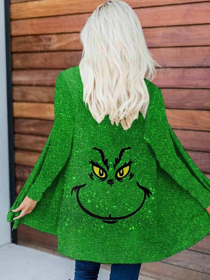 Women's Casual Christmas Print Long Sleeve Cardigan