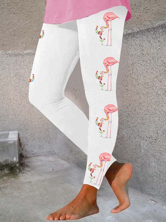 Women's Merry Christmas Flamingo Fun Print Print Leggings