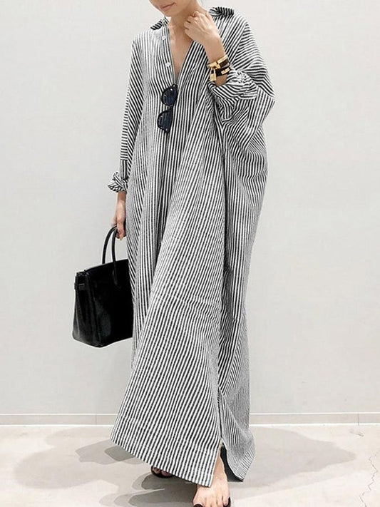 Striped Cardigan Loose Irregular Dress