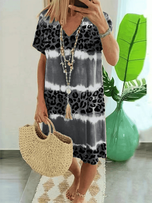 Women's Tie Dye Leopard Print Dress