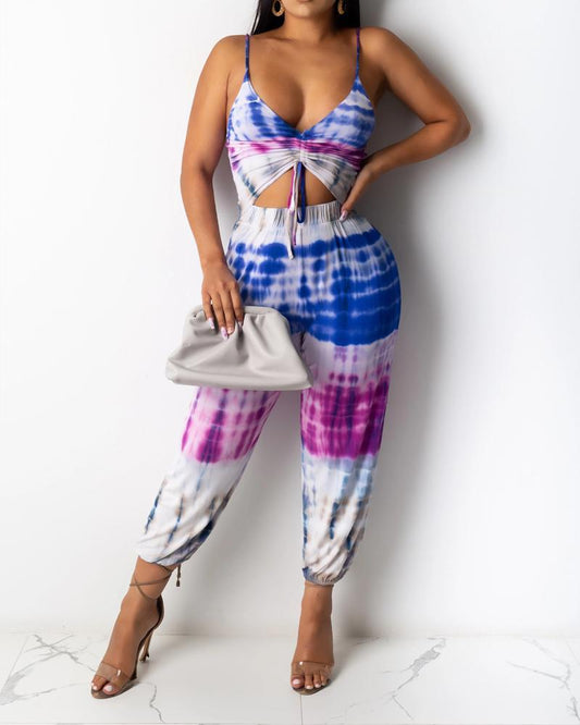 Tie-dye Suspender Jumpsuit