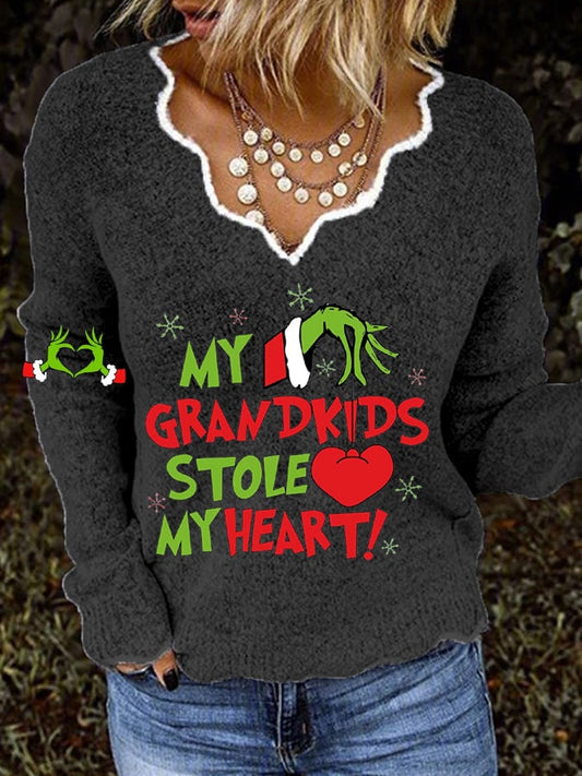 Women's My Grandkids Stole My Heart Print Casual Shirt