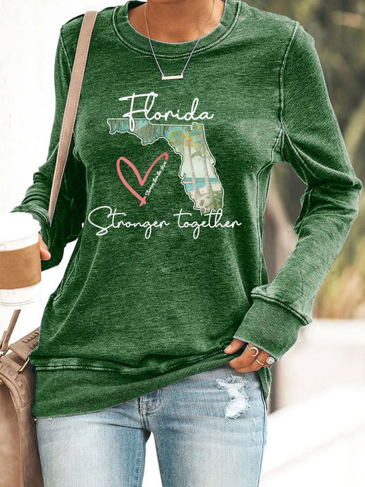 Women's Florida Stronger Than The Storm Printed Casual Sweatshirt