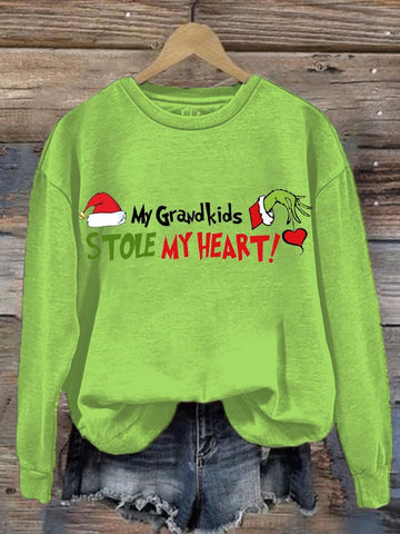 Women's My Kids Stole My Heart Print Casual Sweatshirt