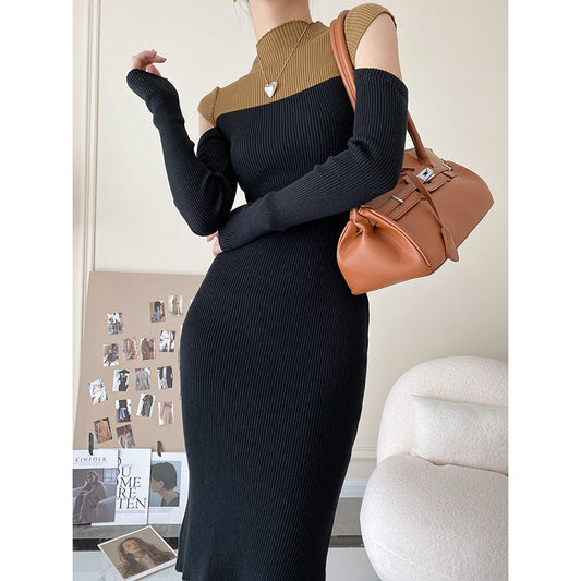 🔥Christmas Sale 🎁🎄-50% OFF-Hollow Half High Neck Knitted Dress