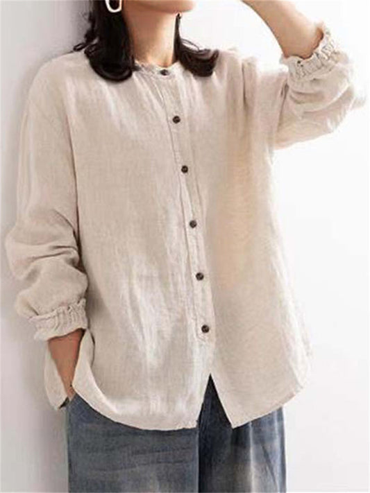 Ruffle Hem Solid Comfy Blouse