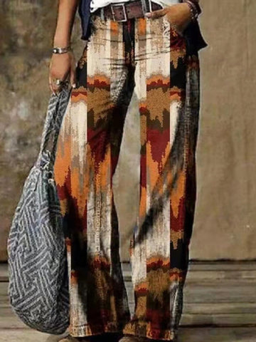 Western Retro Contrast Print Loose Lounge Pants