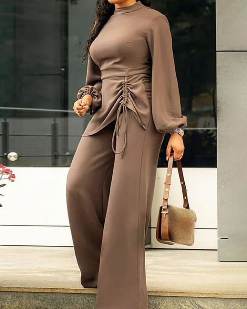 Round Neck Drawstring Jumpsuit