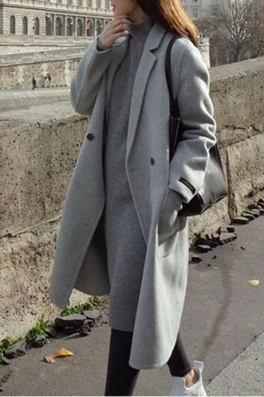 🔥Christmas Sale 🎁🎄-50% OFF-Fashion Plain Straight Cashmere Coat Outerwear