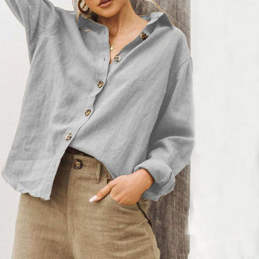 Vintage Shirt Collar Button Down Long Sleeve Blouse