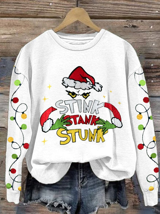 Women'S Casual Stink Stank Stunk Printed Long Sleeve Sweatshirt