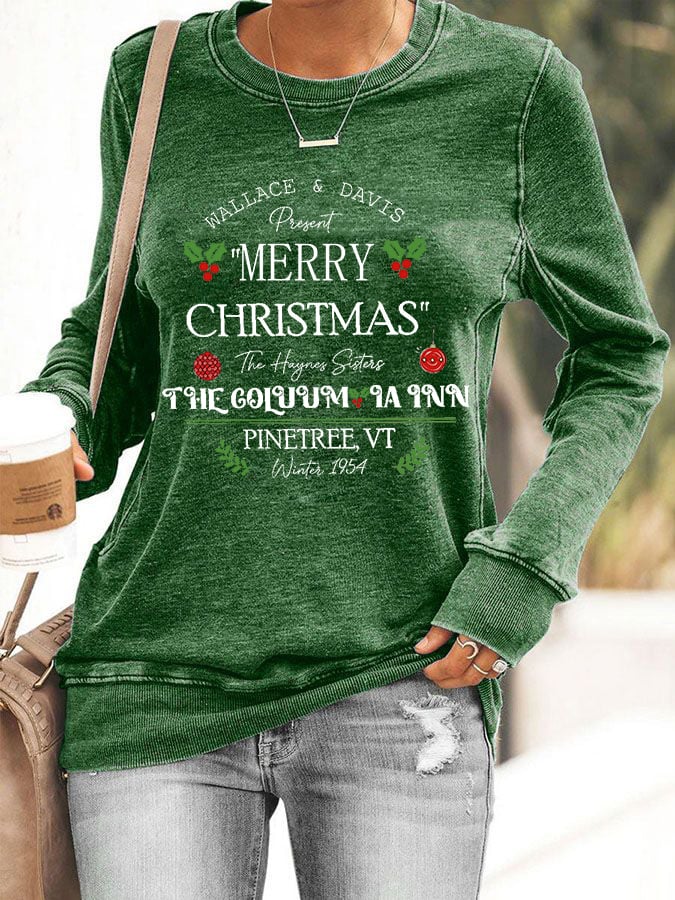 Women's Casual Merry Christmas Printed Long Sleeve Sweatshirt