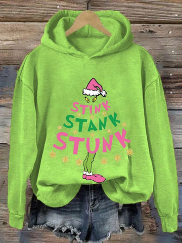 Women's Stink stank stunk Christmas Print Casual Hoodie