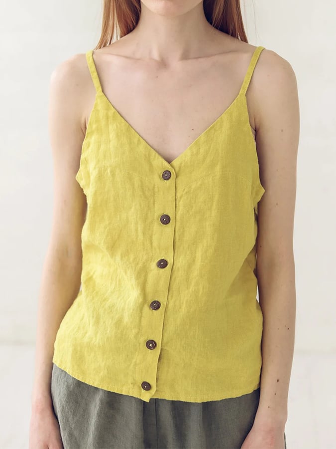 Women's Cotton Linen V Neck Camisole