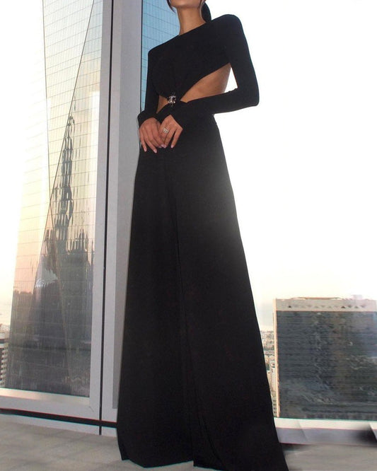 Fashion hollow long-sleeved jumpsuit