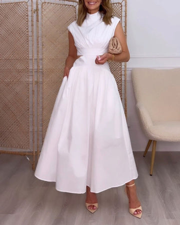 Fashion Solid Color Hollow Dress