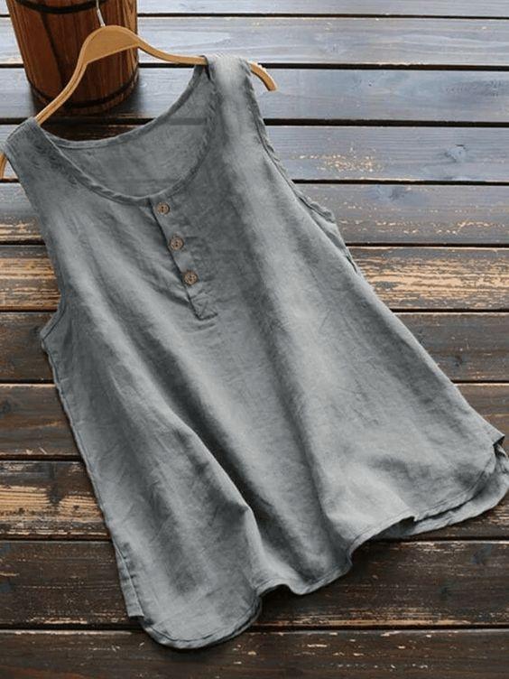 Loose Sleeveless Linen Vest