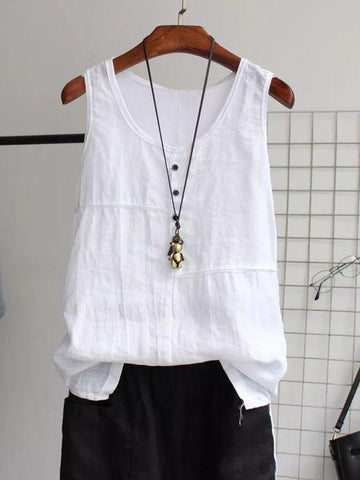 Solid Loose Casual Cotton Tank