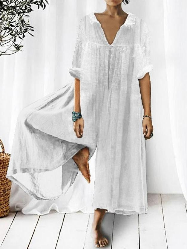 Women's Comfortable Cotton Linen Casual Jumpsuit