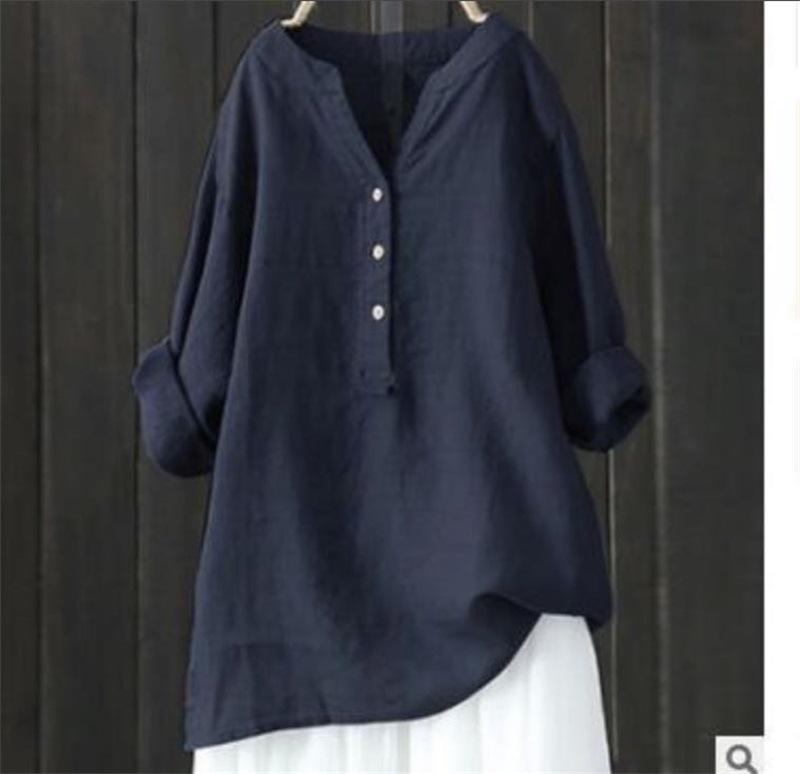 Loose-fit solid linen top