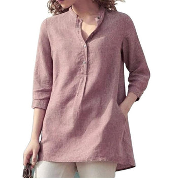 women's casual stand collar loose shirt