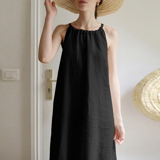 French Linen Halter Tank Dress