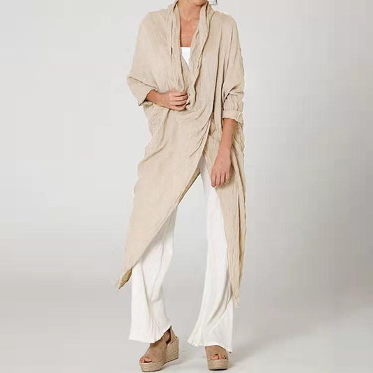 Cotton linen casual solid color coat