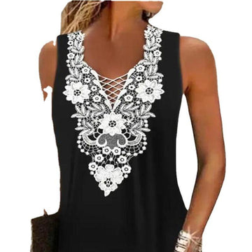 Color Block Lace Sleeveless Shift Dress