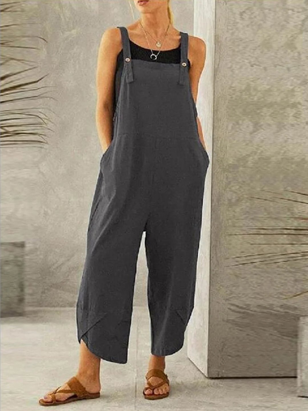 LOOSE PURE COLOR JUMPSUITS