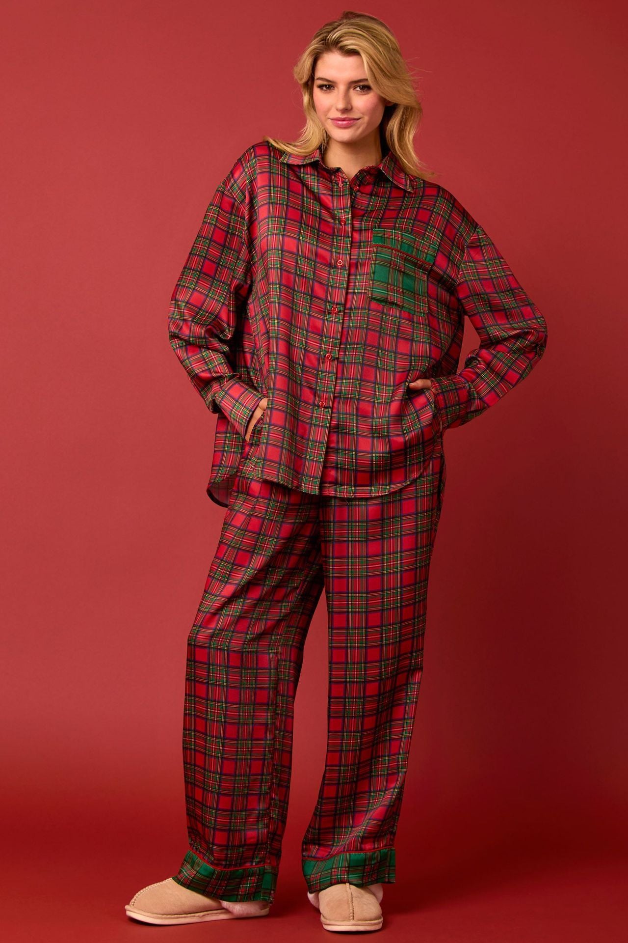 Festive Plaid Pajama Set