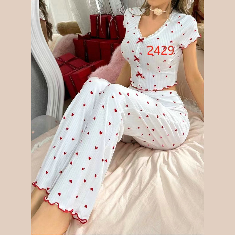 Sweetheart Print Pajama Set