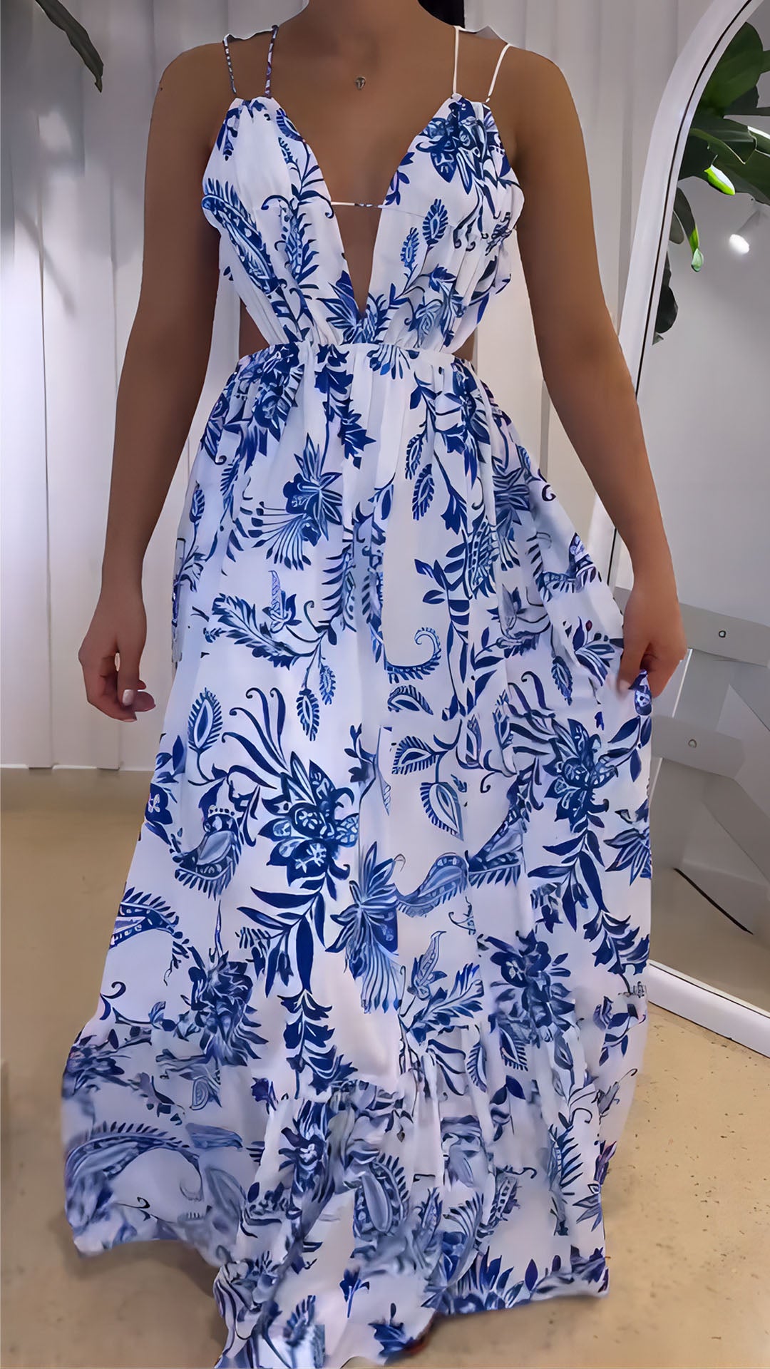 AEGEAN Strappy Backless Maxi Dress