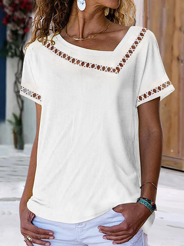 Solid Color Knitted Loose Casual T-Shirt