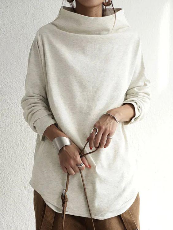 pullover long sleeve turtleneck loose top