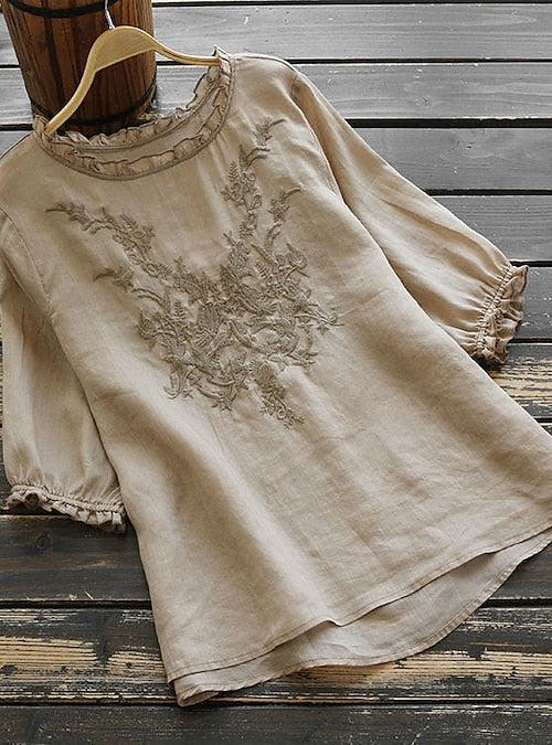 Women's  Embroidery Casual  Top